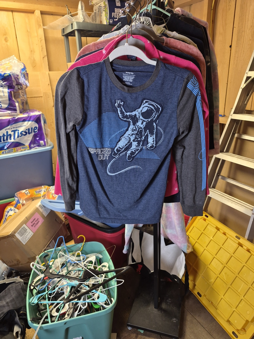 Arizona Jean Company Boys Charcoal and Blue Space Long-Sleeve Tee Bin 65